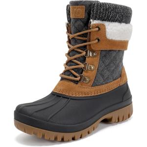 imageSTQ Womens Duck Boots Waterproof Winter Snow Boot Warm Cozy for Cold Weather Non SlipBrown Grey