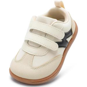 imageToddler Lightweight Slip on Sneakers Boys Barefoot Shoes Kids Walking Shoes Boy Sneakers Toddler First Walking Shoe Comfort Tennis ActivitiesBeige White