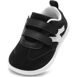 imageToddler Lightweight Slip on Sneakers Boys Barefoot Shoes Kids Walking Shoes Boy Sneakers Toddler First Walking Shoe Comfort Tennis ActivitiesBlack White