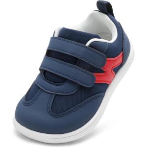 imageToddler Lightweight Slip on Sneakers Boys Barefoot Shoes Kids Walking Shoes Boy Sneakers Toddler First Walking Shoe Comfort Tennis ActivitiesNavy White