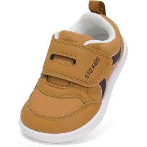 imageToddler Wide Toe Box Barefoot Shoes Boys Girls Sneakers Kids Tennis Shoes Preschool Non Slip Lightweight Comfortable First Walking Shoes Running Outdoor ActivitiesBrown