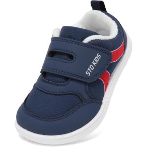 imageToddler Wide Toe Box Barefoot Shoes Boys Girls Sneakers Kids Tennis Shoes Preschool Non Slip Lightweight Comfortable First Walking Shoes Running Outdoor ActivitiesNavy Lined