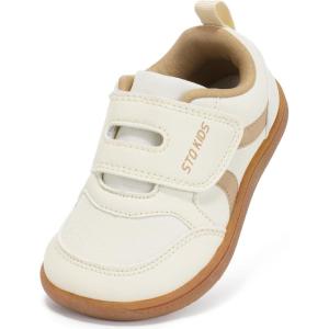 imageToddler Wide Toe Box Barefoot Shoes Boys Girls Sneakers Kids Tennis Shoes Preschool Non Slip Lightweight Comfortable First Walking Shoes Running Outdoor ActivitiesBeige Brown