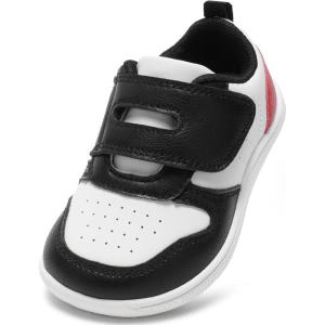 imageToddler Wide Toe Box Barefoot Shoes Boys Girls Sneakers Zero Drop Kid Tennis Running Shoes Lightweight NonSlip Comfortable Leather First Walking Shoe Outdoor Activities SchoolBlackRed
