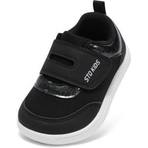 imageToddler Wide Toe Box Barefoot Shoes Boys Girls Zero DropBaby First Walking Shoes Glitter Little Kids Sneakers NonSlip Preschool Running Tennis Canvas Casual Preschool Outdoor ActivitiesBlack Glitter