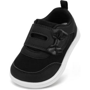 imageToddler Wide Toe Box Barefoot Shoes Boys Girls Zero DropBaby First Walking Shoes Glitter Little Kids Sneakers NonSlip Preschool Running Tennis Canvas Casual Preschool Outdoor ActivitiesBlack Bow