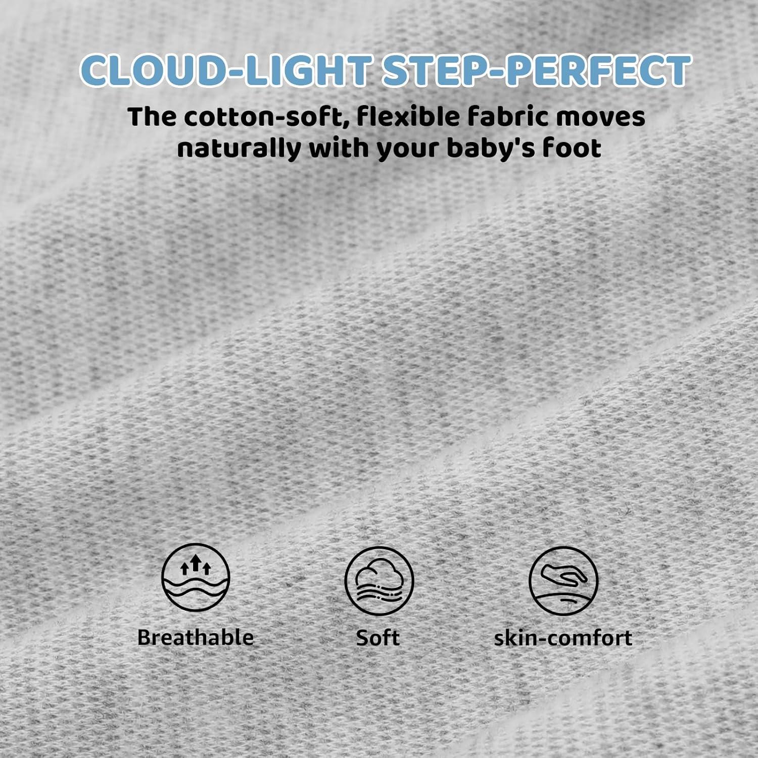 imageBaby Shoes Wide Toe Box Toddler Boy Girl First Walking Shoe Infant Barefoot Sneakers NonSlip Babies Walker Newborn Soft Sole Breathable Mesh Lightweight 6 9 12 18 24 MonthsLight Grey