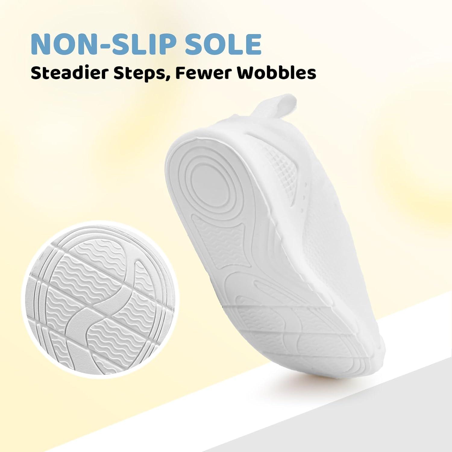 imageBaby Shoes Wide Toe Box Toddler Boy Girl First Walking Shoe Infant Barefoot Sneakers NonSlip Babies Walker Newborn Soft Sole Breathable Mesh Lightweight 6 9 12 18 24 MonthsWhite