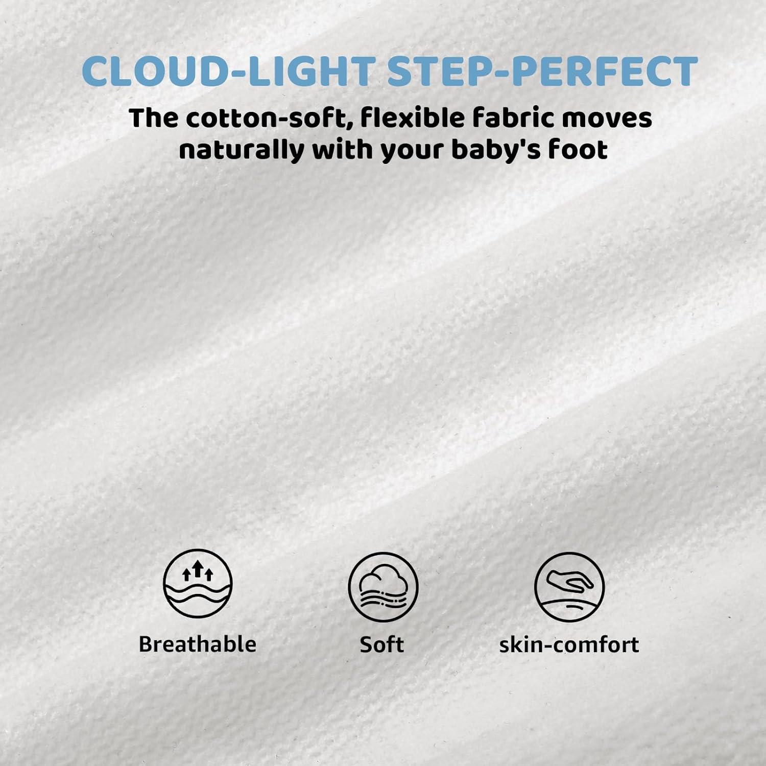 imageBaby Shoes Wide Toe Box Toddler Boy Girl First Walking Shoe Infant Barefoot Sneakers NonSlip Babies Walker Newborn Soft Sole Breathable Mesh Lightweight 6 9 12 18 24 MonthsWhite