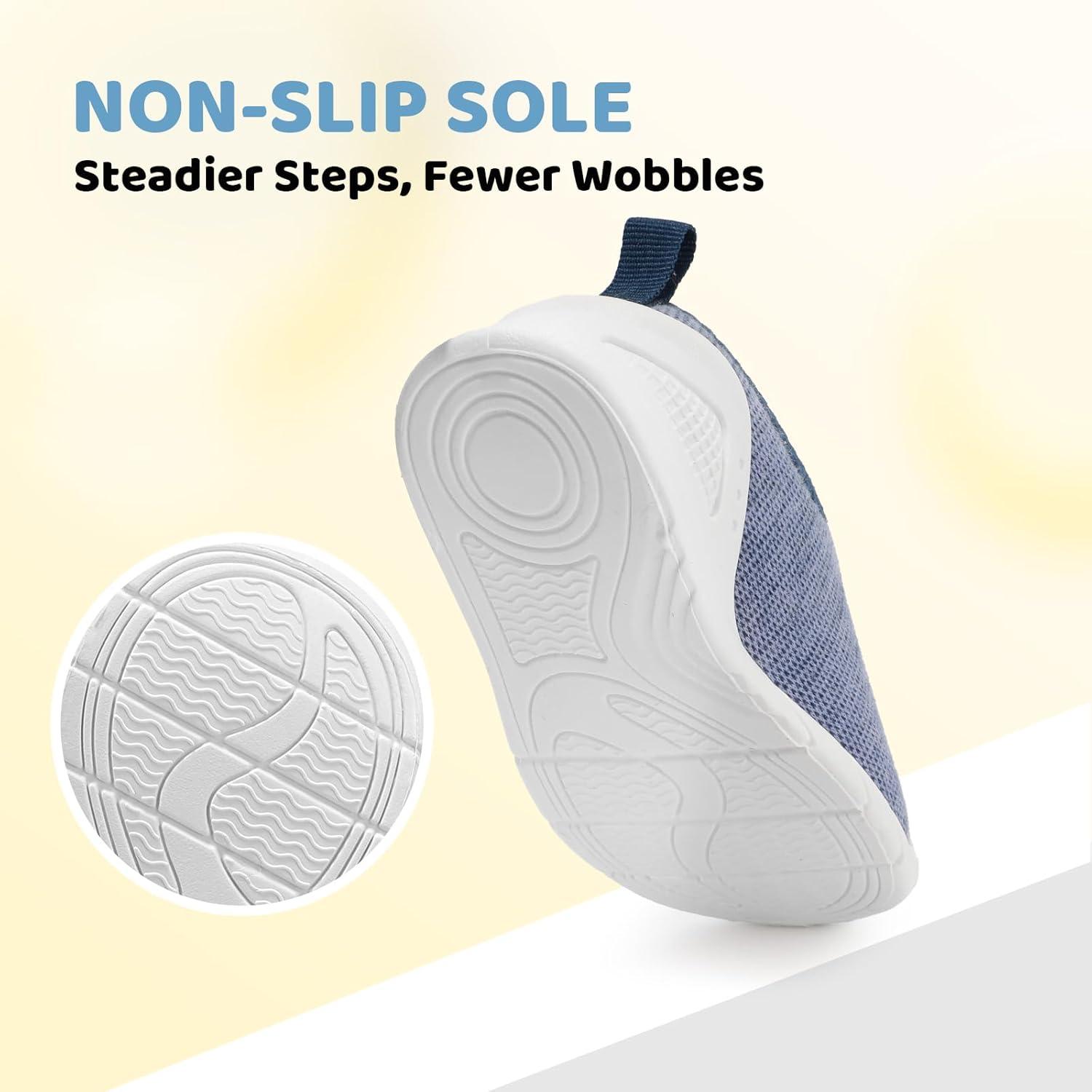 imageBaby Shoes Wide Toe Box Toddler Boy Girl First Walking Shoe Infant Barefoot Sneakers NonSlip Babies Walker Newborn Soft Sole Breathable Mesh Lightweight 6 9 12 18 24 MonthsBlue