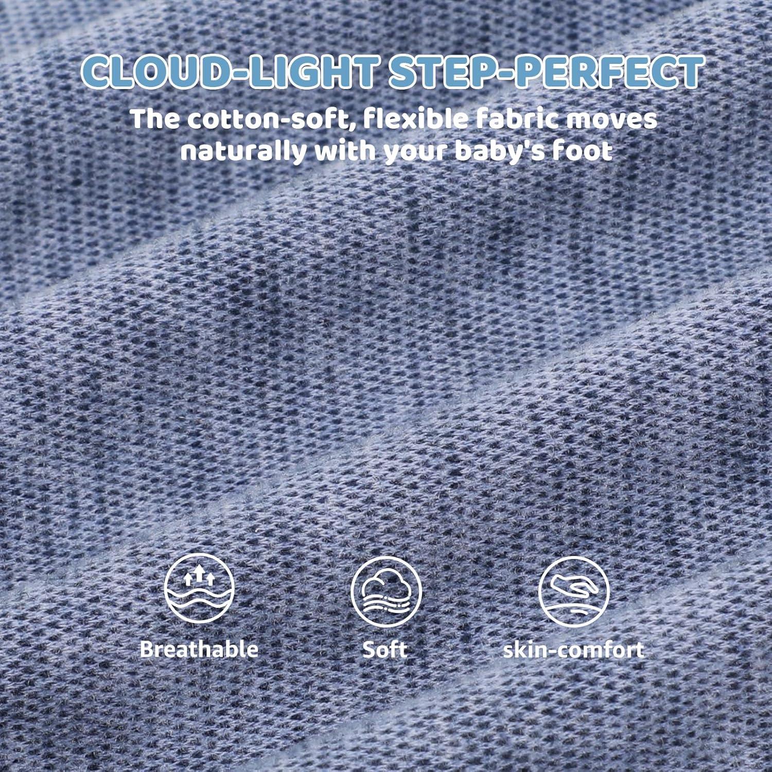 imageBaby Shoes Wide Toe Box Toddler Boy Girl First Walking Shoe Infant Barefoot Sneakers NonSlip Babies Walker Newborn Soft Sole Breathable Mesh Lightweight 6 9 12 18 24 MonthsBlue