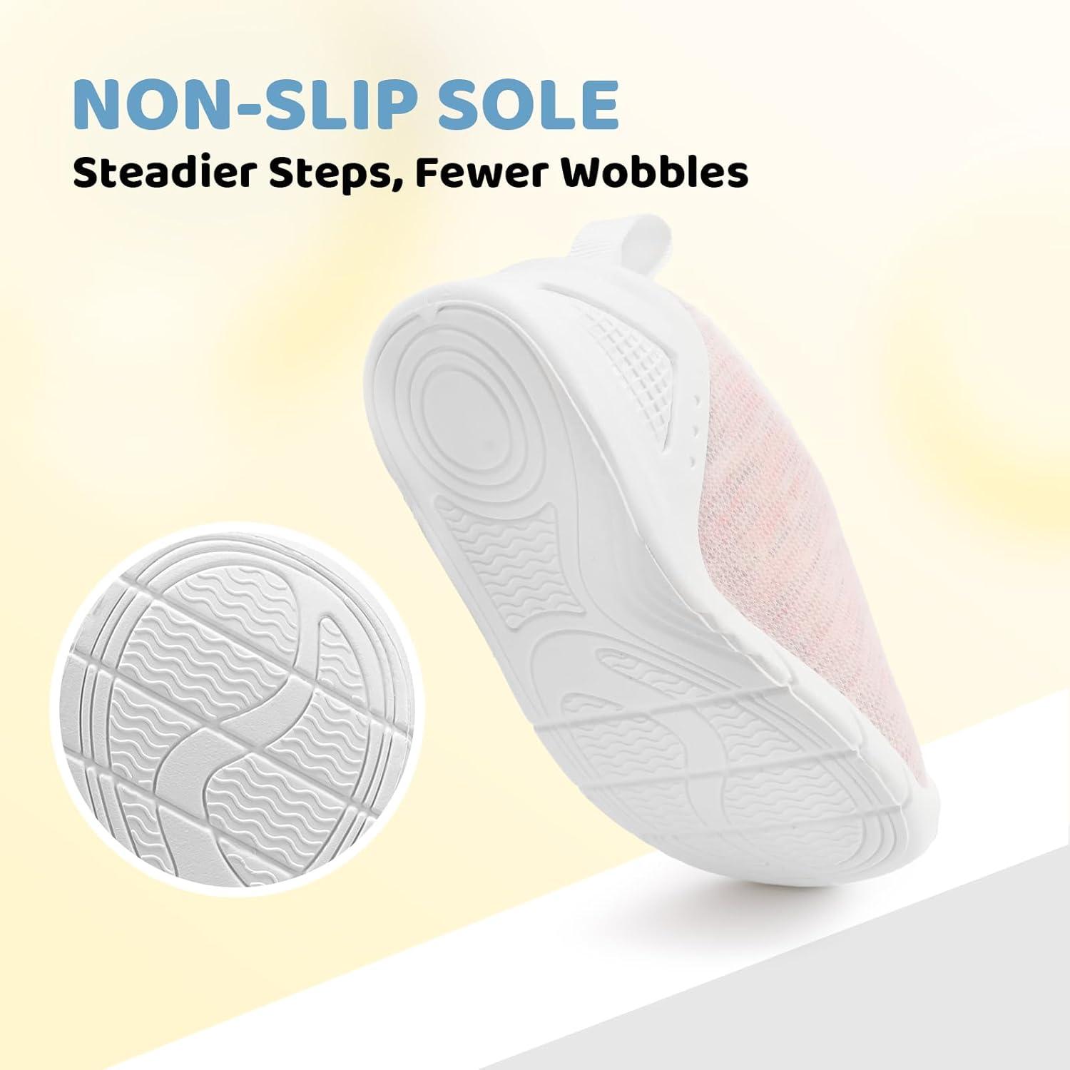 imageBaby Shoes Wide Toe Box Toddler Boy Girl First Walking Shoe Infant Barefoot Sneakers NonSlip Babies Walker Newborn Soft Sole Breathable Mesh Lightweight 6 9 12 18 24 MonthsLight Pink