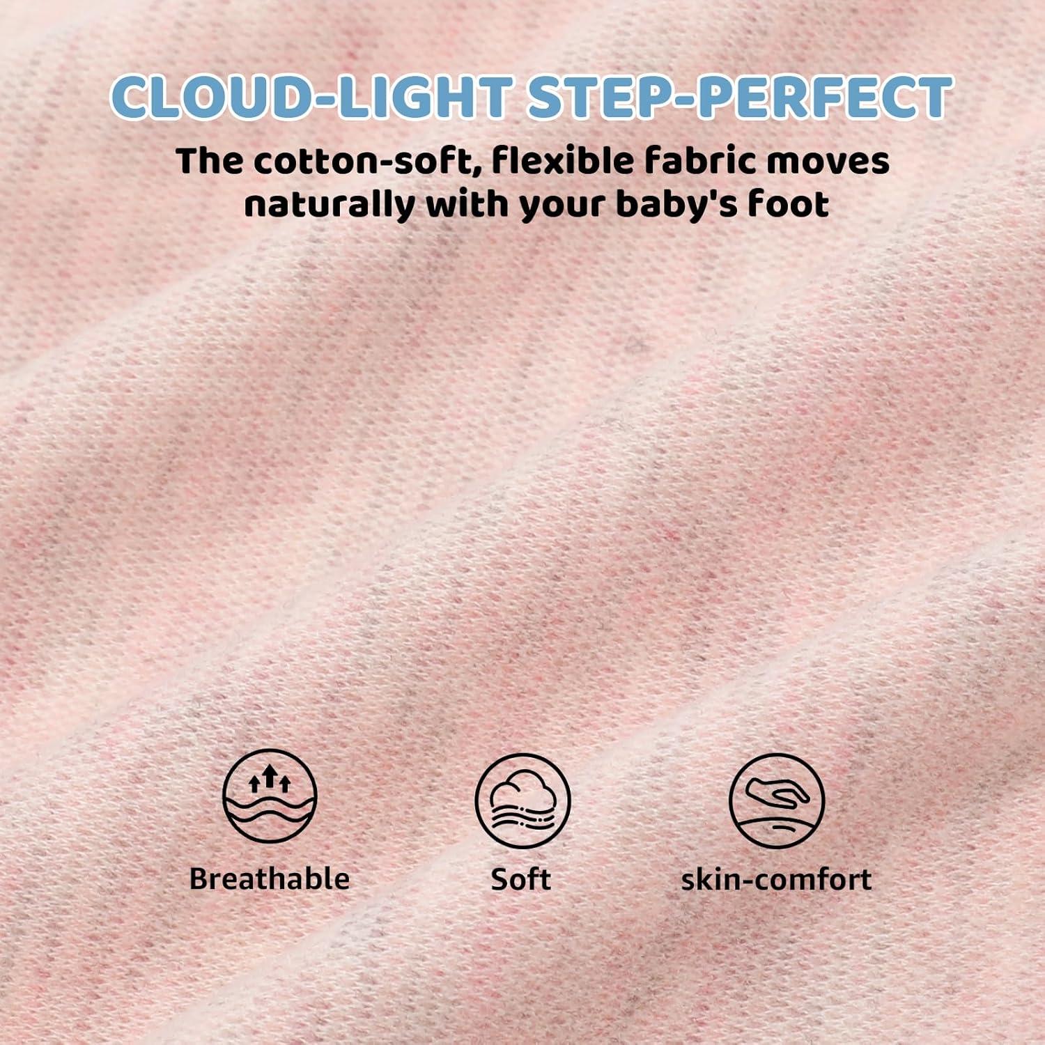 imageBaby Shoes Wide Toe Box Toddler Boy Girl First Walking Shoe Infant Barefoot Sneakers NonSlip Babies Walker Newborn Soft Sole Breathable Mesh Lightweight 6 9 12 18 24 MonthsLight Pink