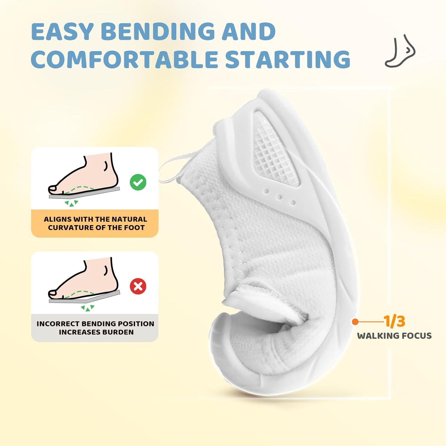 imageBaby Shoes Wide Toe Box Toddler Boy Girl First Walking Shoe Infant Barefoot Sneakers NonSlip Babies Walker Newborn Soft Sole Breathable Mesh Lightweight 6 9 12 18 24 MonthsWhite