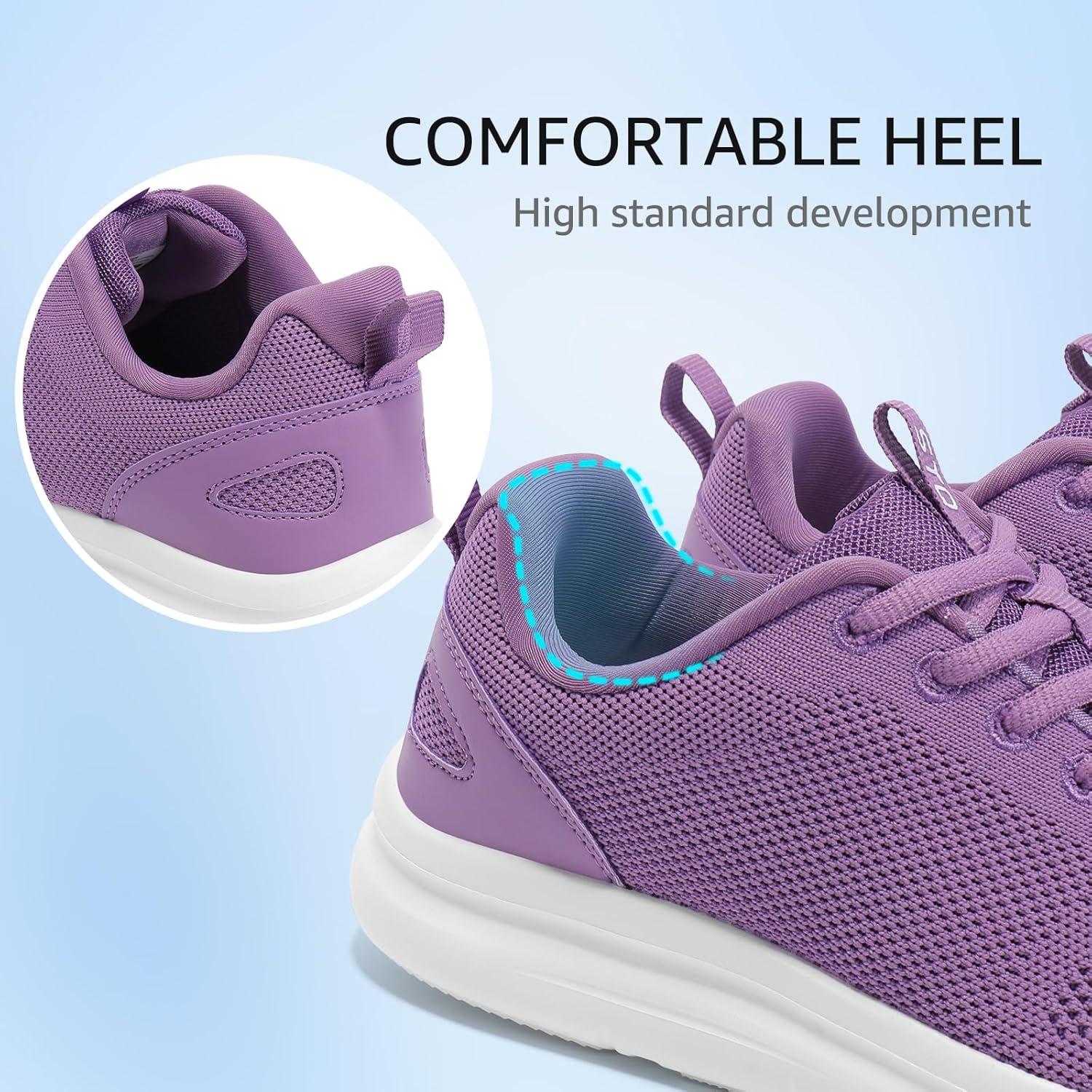 imageSTQ Wide Toe Box Walking Shoes Women Orthopedic Swollen Feet Diabetic Tennis Running Sneakers for Plantar Fasciitis Arch Support BunionsGrey Purple