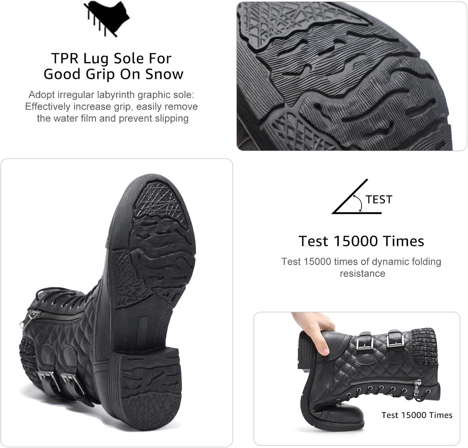 imageSTQ Womens Combat Boots Mid Calf Winter BootsMidcalf Black