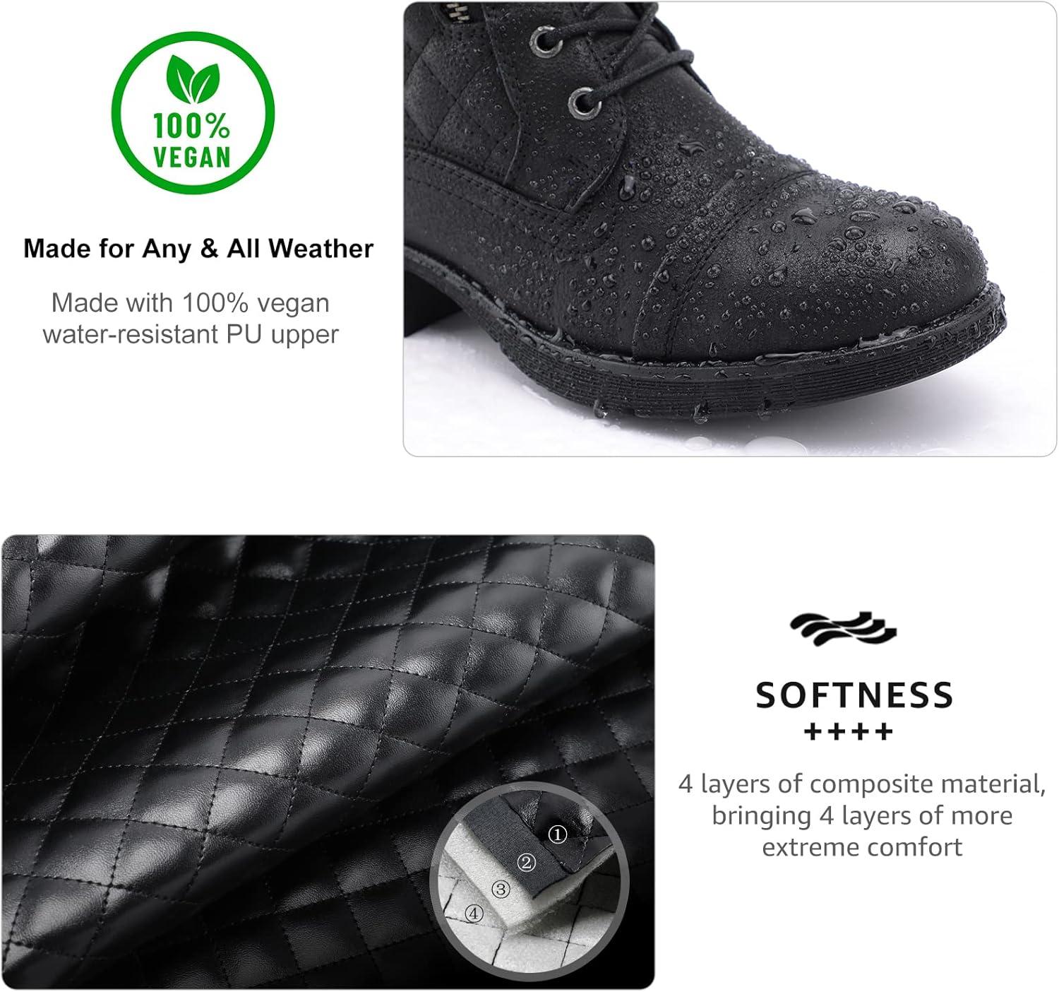 imageSTQ Womens Combat Boots Mid Calf Winter BootsMidcalf Black