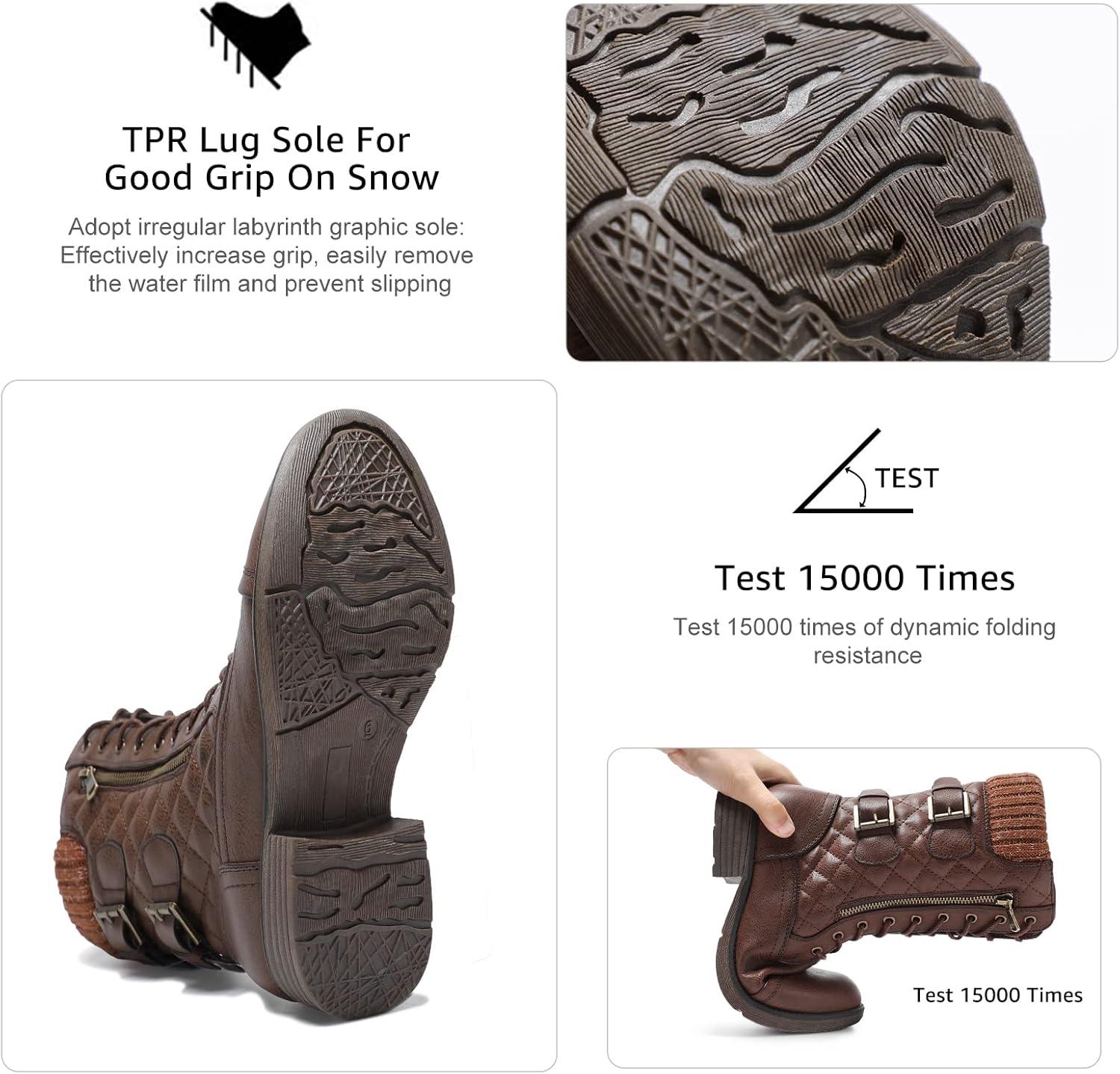 imageSTQ Womens Combat Boots Mid Calf Winter BootsMidcalf Brown