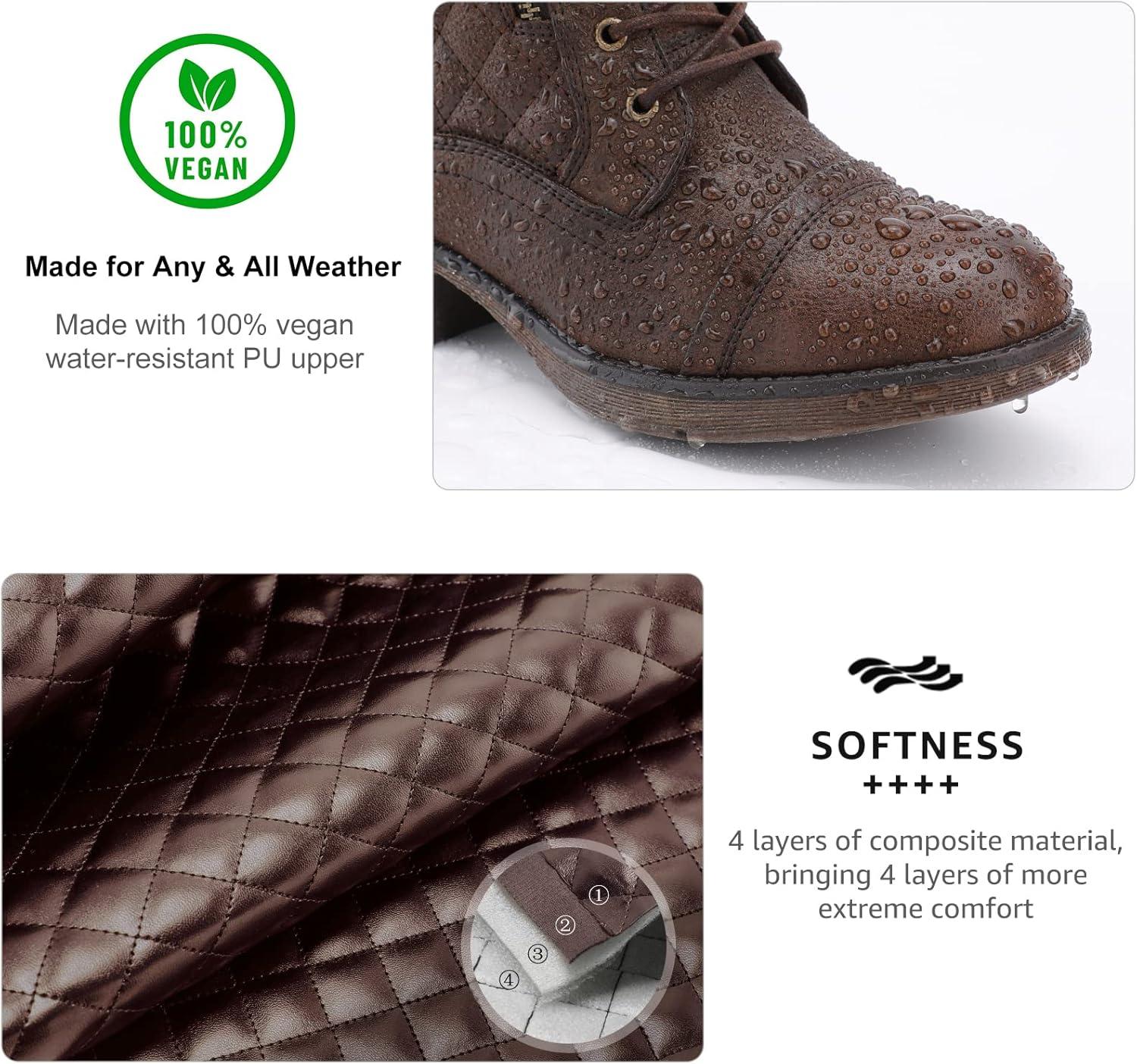 imageSTQ Womens Combat Boots Mid Calf Winter BootsMidcalf Brown