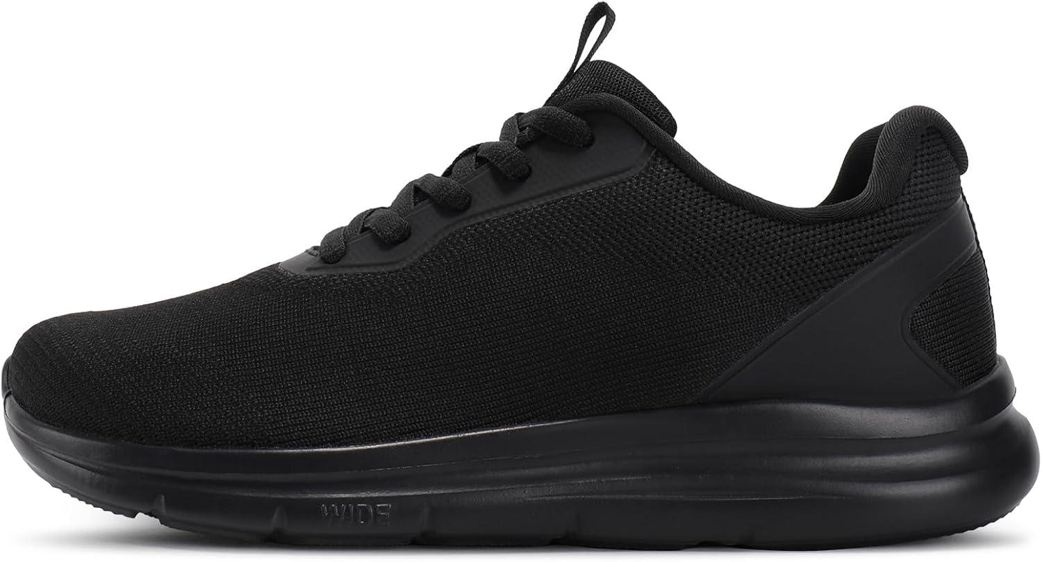 imageSTQ Womens Wide Toe Box Shoes Comfortable Orthopedic Sneakers for Plantar Fasciitis BunionsAll Black