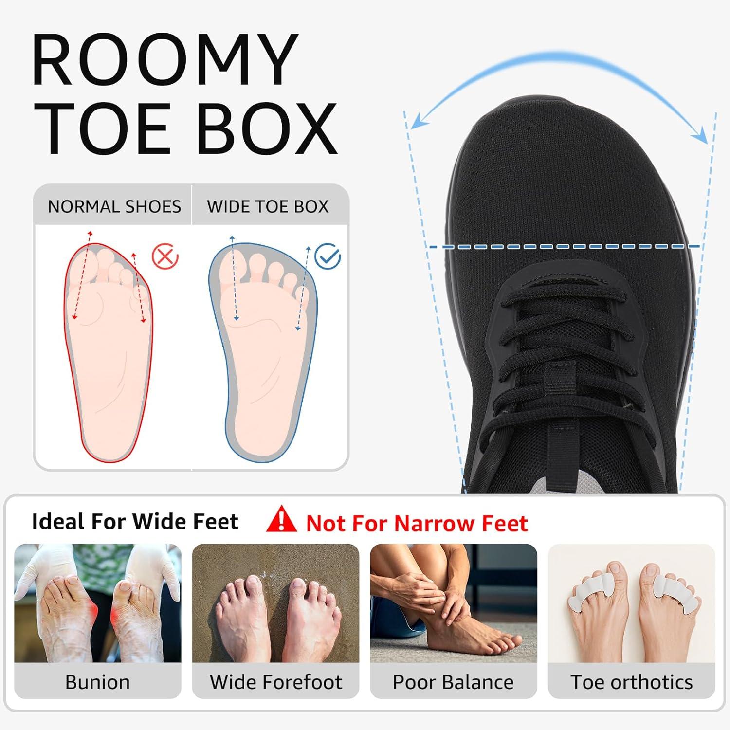 imageSTQ Womens Wide Toe Box Shoes Comfortable Orthopedic Sneakers for Plantar Fasciitis BunionsAll Black