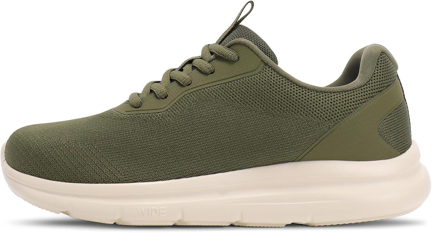 imageSTQ Womens Wide Toe Box Shoes Comfortable Orthopedic Sneakers for Plantar Fasciitis BunionsArmy Green