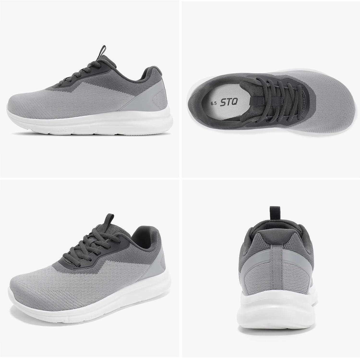 imageSTQ Womens Wide Toe Box Shoes Comfortable Orthopedic Sneakers for Plantar Fasciitis BunionsGrey