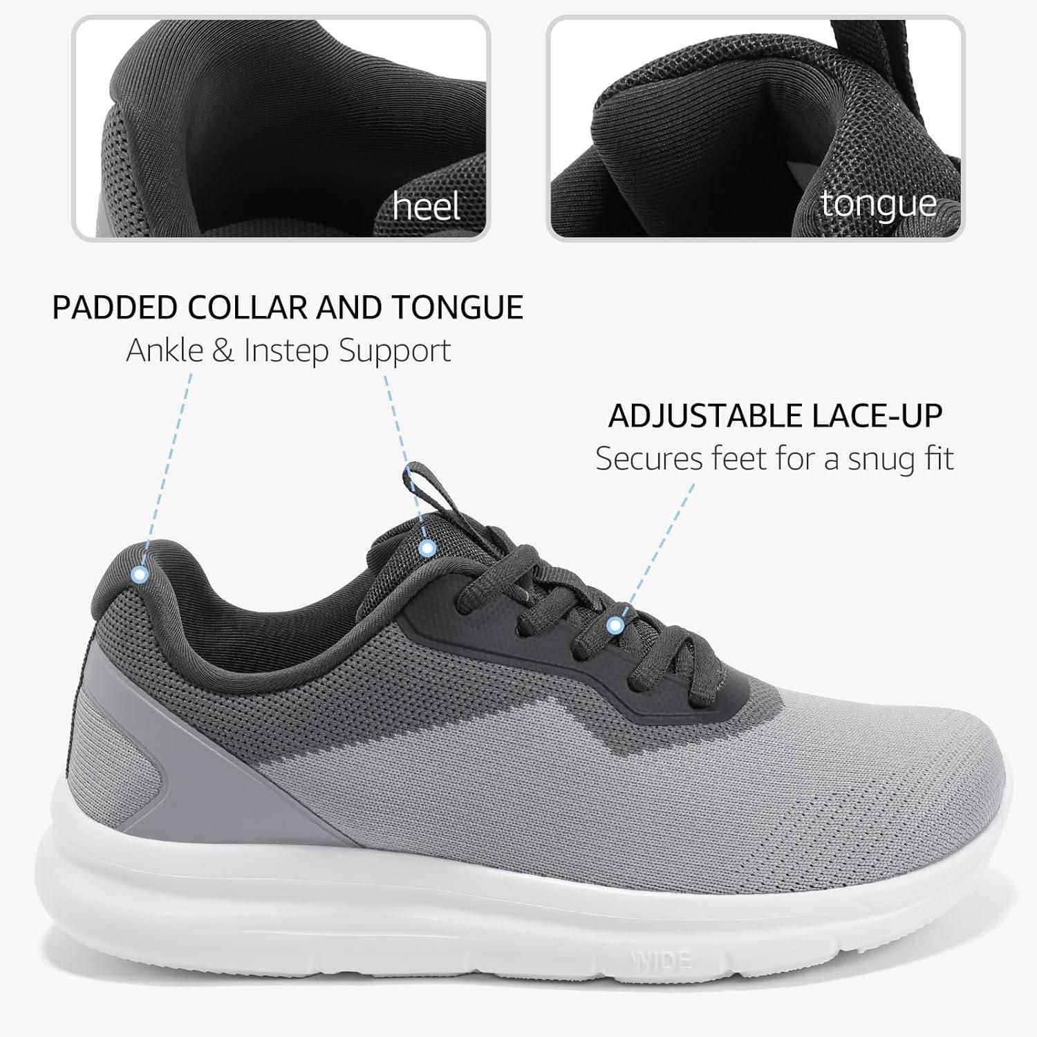 imageSTQ Womens Wide Toe Box Shoes Comfortable Orthopedic Sneakers for Plantar Fasciitis BunionsGrey