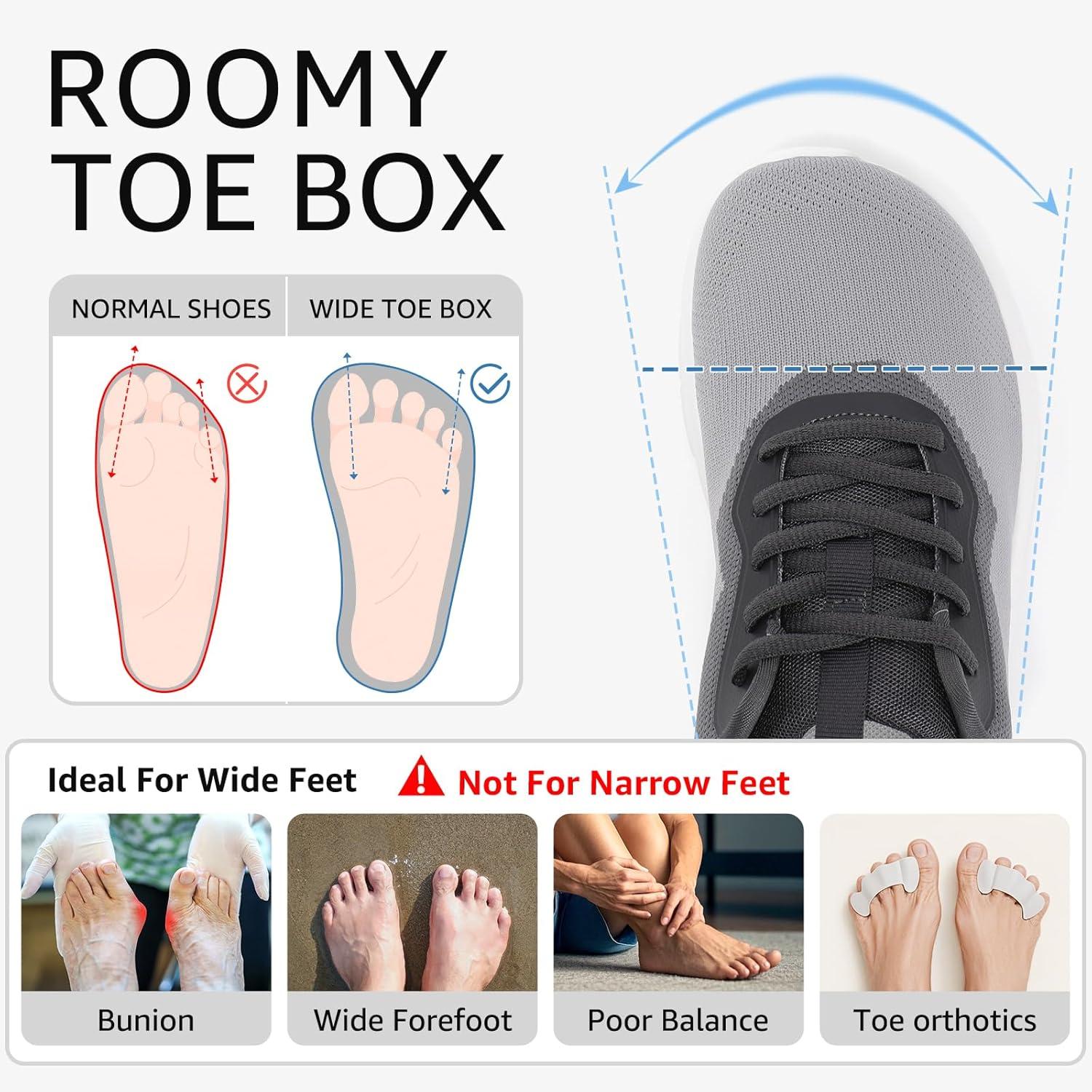 imageSTQ Womens Wide Toe Box Shoes Comfortable Orthopedic Sneakers for Plantar Fasciitis BunionsGrey