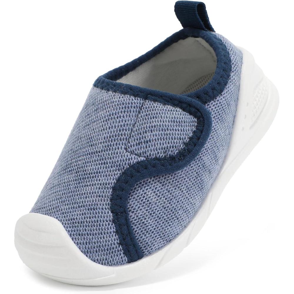 imageBaby Shoes Wide Toe Box Toddler Boy Girl First Walking Shoe Infant Barefoot Sneakers NonSlip Babies Walker Newborn Soft Sole Breathable Mesh Lightweight 6 9 12 18 24 MonthsBlue