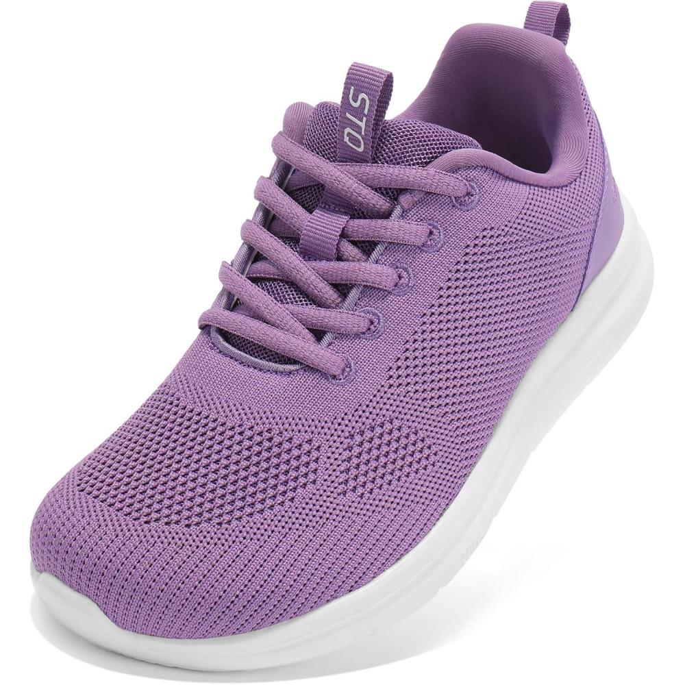 imageSTQ Wide Toe Box Walking Shoes Women Orthopedic Swollen Feet Diabetic Tennis Running Sneakers for Plantar Fasciitis Arch Support BunionsGrey Purple