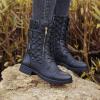 imageSTQ Womens Combat Boots Mid Calf Winter BootsMidcalf Black