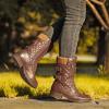 imageSTQ Womens Combat Boots Mid Calf Winter BootsMidcalf Brown