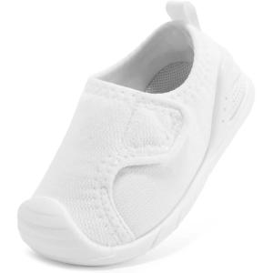 imageBaby Shoes Wide Toe Box Toddler Boy Girl First Walking Shoe Infant Barefoot Sneakers NonSlip Babies Walker Newborn Soft Sole Breathable Mesh Lightweight 6 9 12 18 24 MonthsWhite