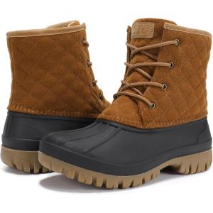 imageSTQ Duck Boots for Women Waterproof Winter Boots Quilted Snow BootsBlack Brown