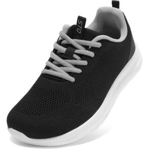 imageSTQ Wide Toe Box Walking Shoes Women Orthopedic Swollen Feet Diabetic Tennis Running Sneakers for Plantar Fasciitis Arch Support BunionsBlack White