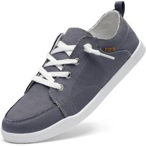 imageSTQ Womens Canvas Sneakers Fashion Low Top Classic Breathable Soft Orthotic Casual Shoes for Walking Dark Grey 6