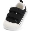 imageSTQ Toddler Wide Toe Box Shoe Girl Boy Barefoot Hook and Loops NonSlip Walking Baby SneakersBlack