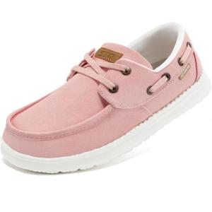 imageSTQ Women Boat Shoes Orthopedic Insole Slip On Business Casual Sneakers for Plantar Fasciitis Lightweight Canvas LoaferRose Pink