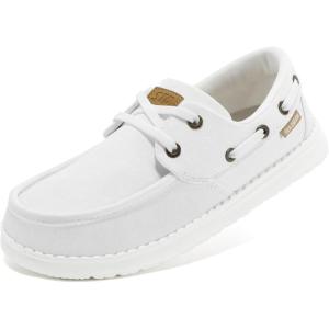 imageSTQ Women Boat Shoes Orthopedic Insole Slip On Business Casual Sneakers for Plantar Fasciitis Lightweight Canvas LoaferWhite