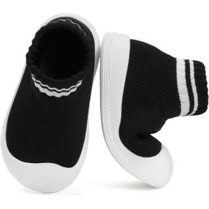imageSTQ Baby Socks Shoes Toddler Wide Toe Box NonSlip Slippers Infant Walking Shoe Soft Baby Boys Girls Lightweight SneakersBlack