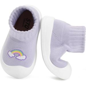 imageSTQ Baby Socks Shoes Toddler Wide Toe Box NonSlip Slippers Infant Walking Shoe Soft Baby Boys Girls Lightweight SneakersPurple Magic Horse
