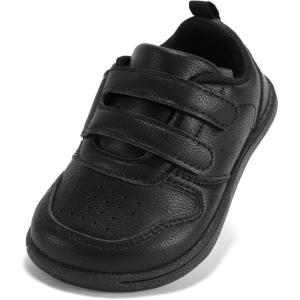 imageSTQ Toddler Wide Toe Box Shoes Boys Girls Barefoot Tennis Sneakers First Walking Lightweight Casual Zero Drop Comfortable Athletic Running School Footwear Baby All Black Little Kid Size 12