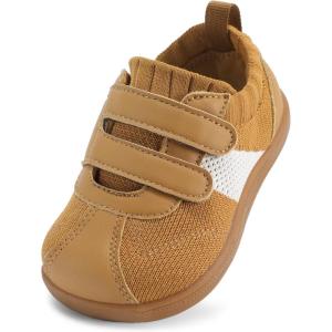imageToddler Wide Toe Box Barefoot Shoes Boys Girls Kids Fashion Sneakers Breathable Tennis Shoe Preschool Non Slip Flexible Sole Soft Mesh Lightweight Comfortable First Walking Sneaker Running Gym OutdoorBrown