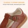 imageSTQ Toddler Mary Jane Dress Shoes Girls Ballet Flats for Party School Uniform Shoe Brown Infant 4