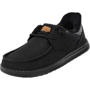 image:imageSTQ Slip on Womens LoafersOrthopedic Warm Winter Boat Shoes with Plantar Fasciitis ReliefAll Black