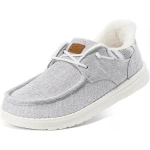 image:imageSTQ Slip on Womens LoafersOrthopedic Warm Winter Boat Shoes with Plantar Fasciitis ReliefIron Grey