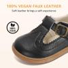 image:imageSTQ Wide Toe Box Toddler Mary Jane Dress Shoes Zero Drop Girls Ballet Flats for Party School Uniform Shoe with Hook and Loops Black Infant 4Black