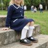 image:imageSTQ Wide Toe Box Toddler Mary Jane Dress Shoes Zero Drop Girls Ballet Flats for Party School Uniform Shoe with Hook and Loops Black Infant 4Black