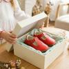 image:imageSTQ Wide Toe Box Toddler Mary Jane Dress Shoes Zero Drop Girls Ballet Flats for Party School Uniform Shoe with Hook and Loops Black Infant 4Red